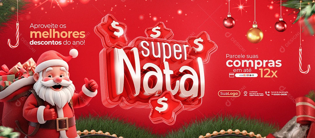 Banner Natalino Super Natal Social Media PSD Editável