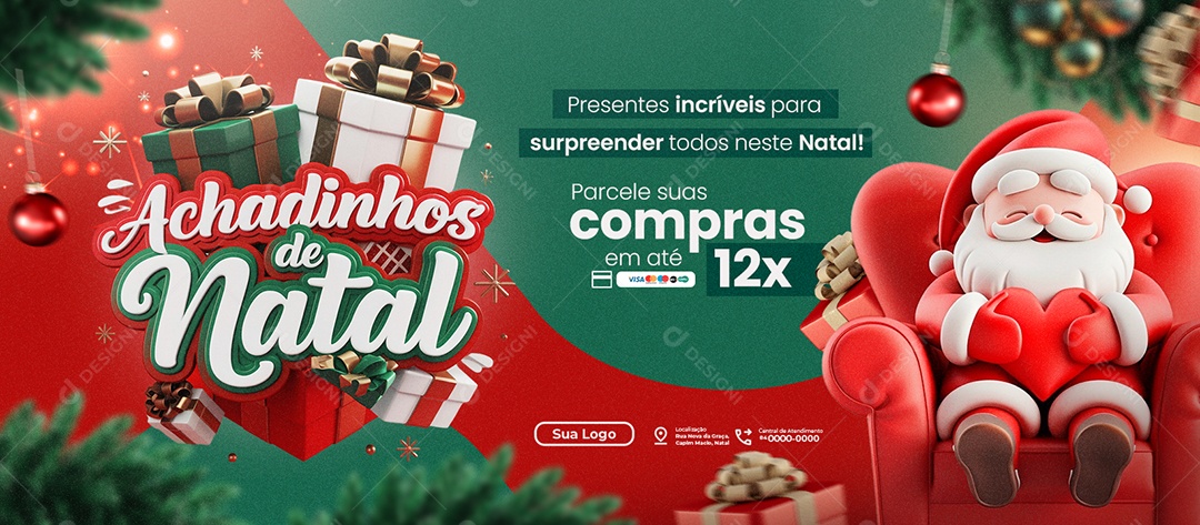 Banner Natalino Machadinhos de Natal Social Media PSD Editável