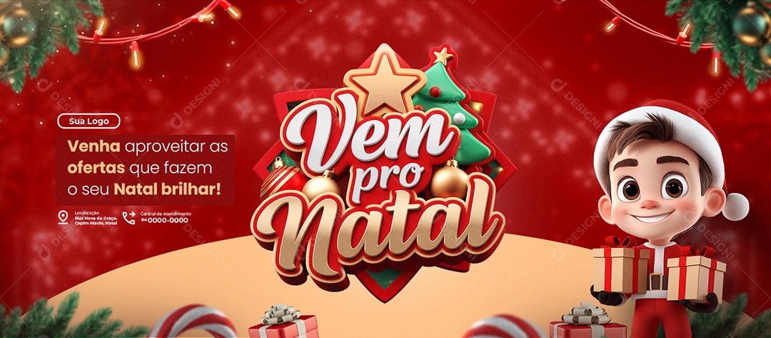 Banner Natalino Vem pro Natal Social Media PSD Editável