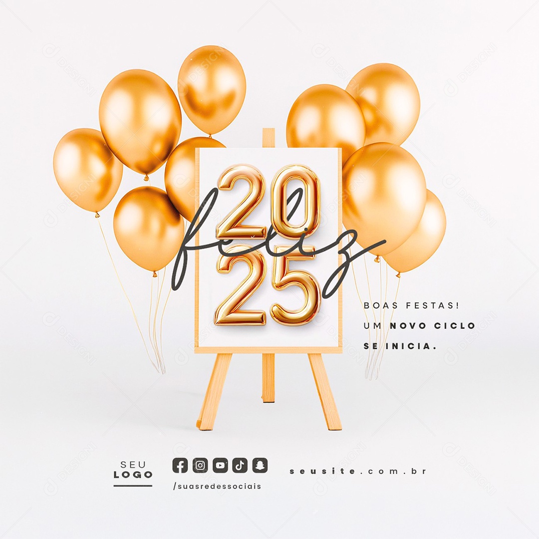 Feliz Ano Novo 01 de Janeiro Social Media PSD Editável