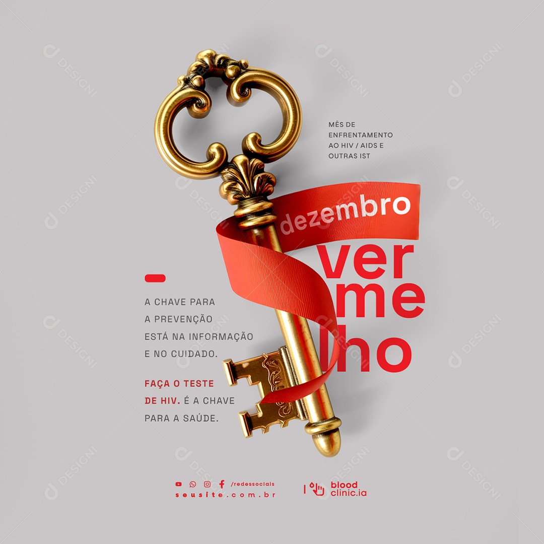 Dezembro Vermelho Mês de Enfrentamento ao HIV Social Media PSD Editável