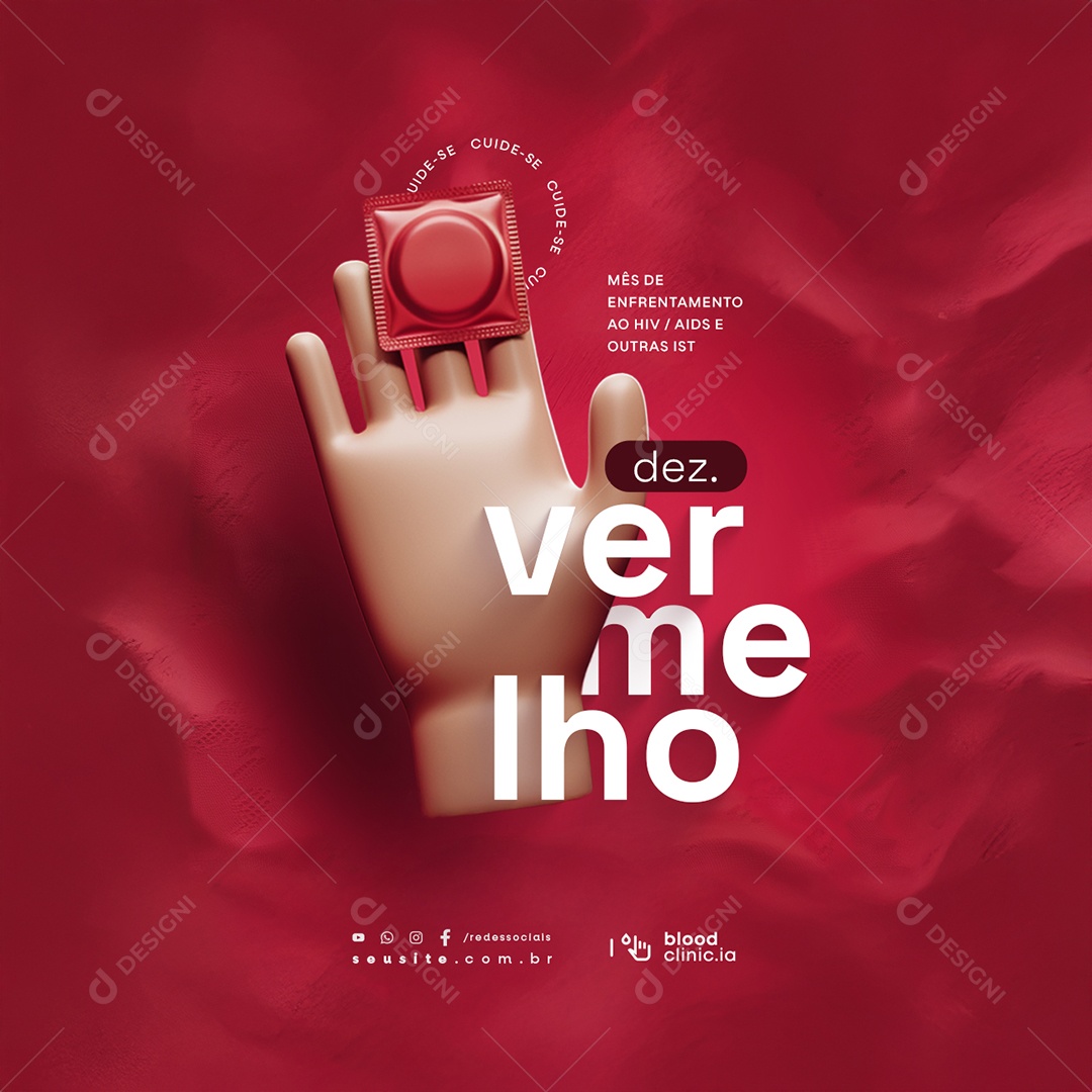Dezembro Vermelho Prevenção Social Media PSD Editável