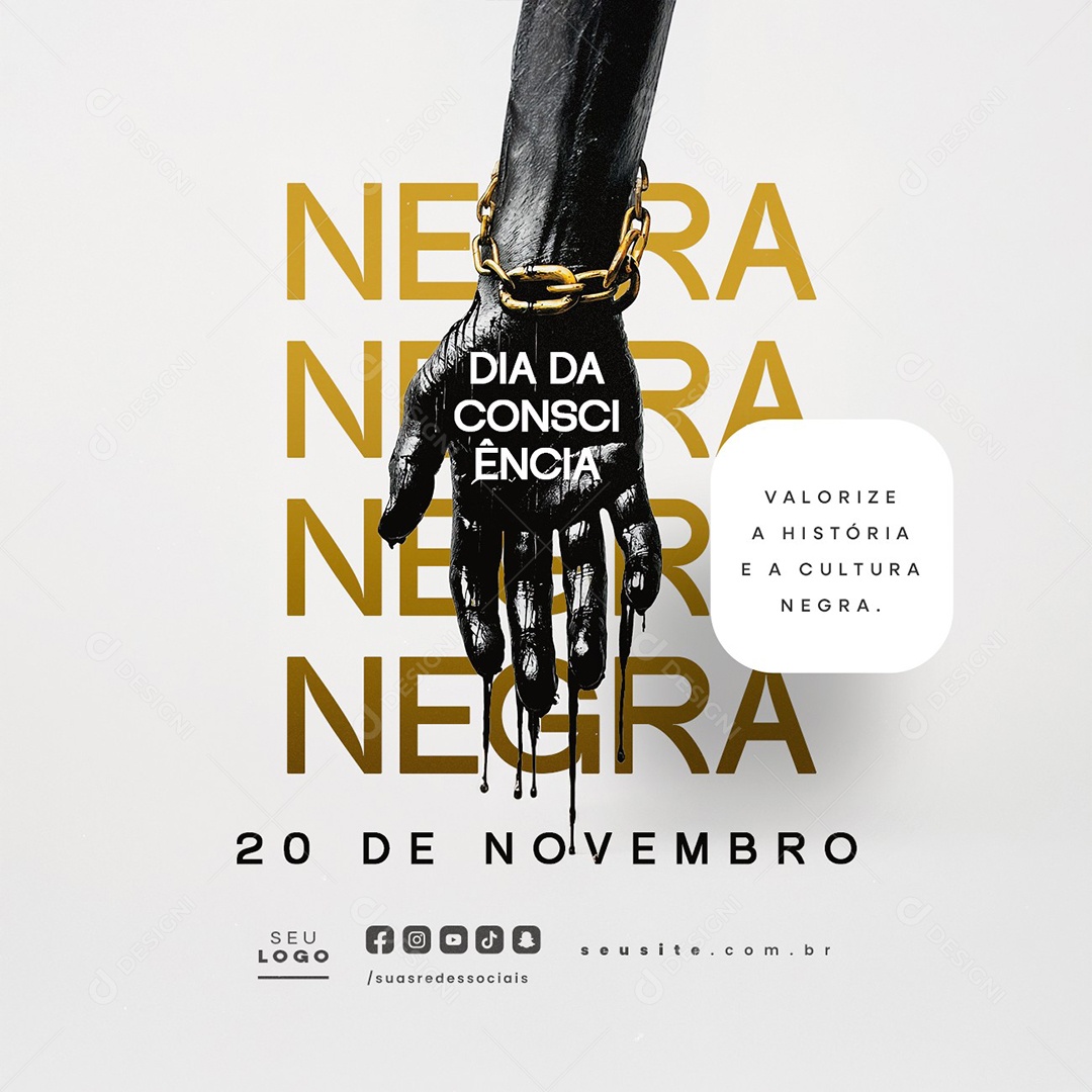 Dia da Consciência Negra 20 de Novembro Social Media PSD Editável