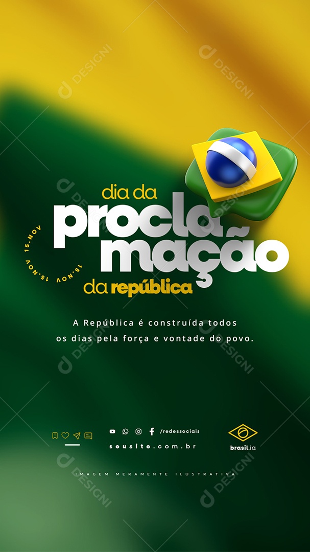 Story Dia da Proclamação da República 15 De Novembro Social Media PSD Editável