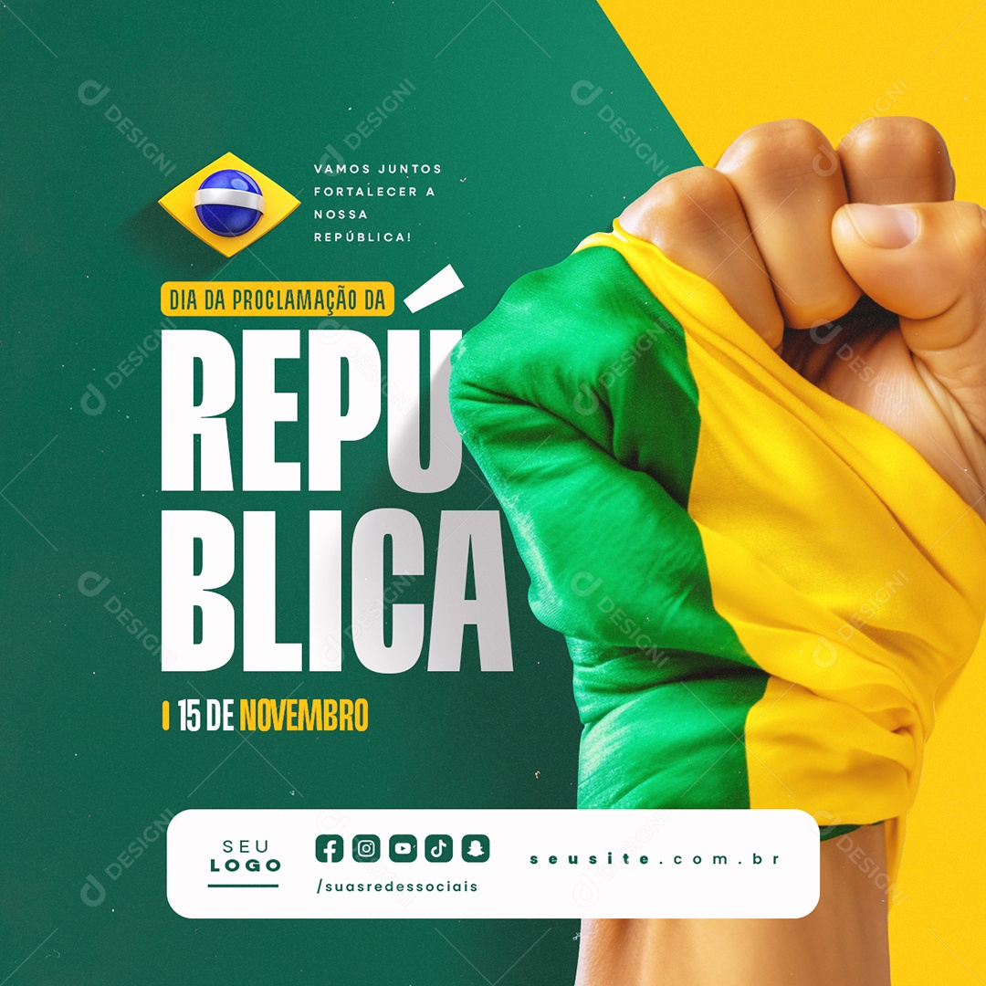 Dia da Proclamação da República 15 De Novembro Social Media PSD Editável