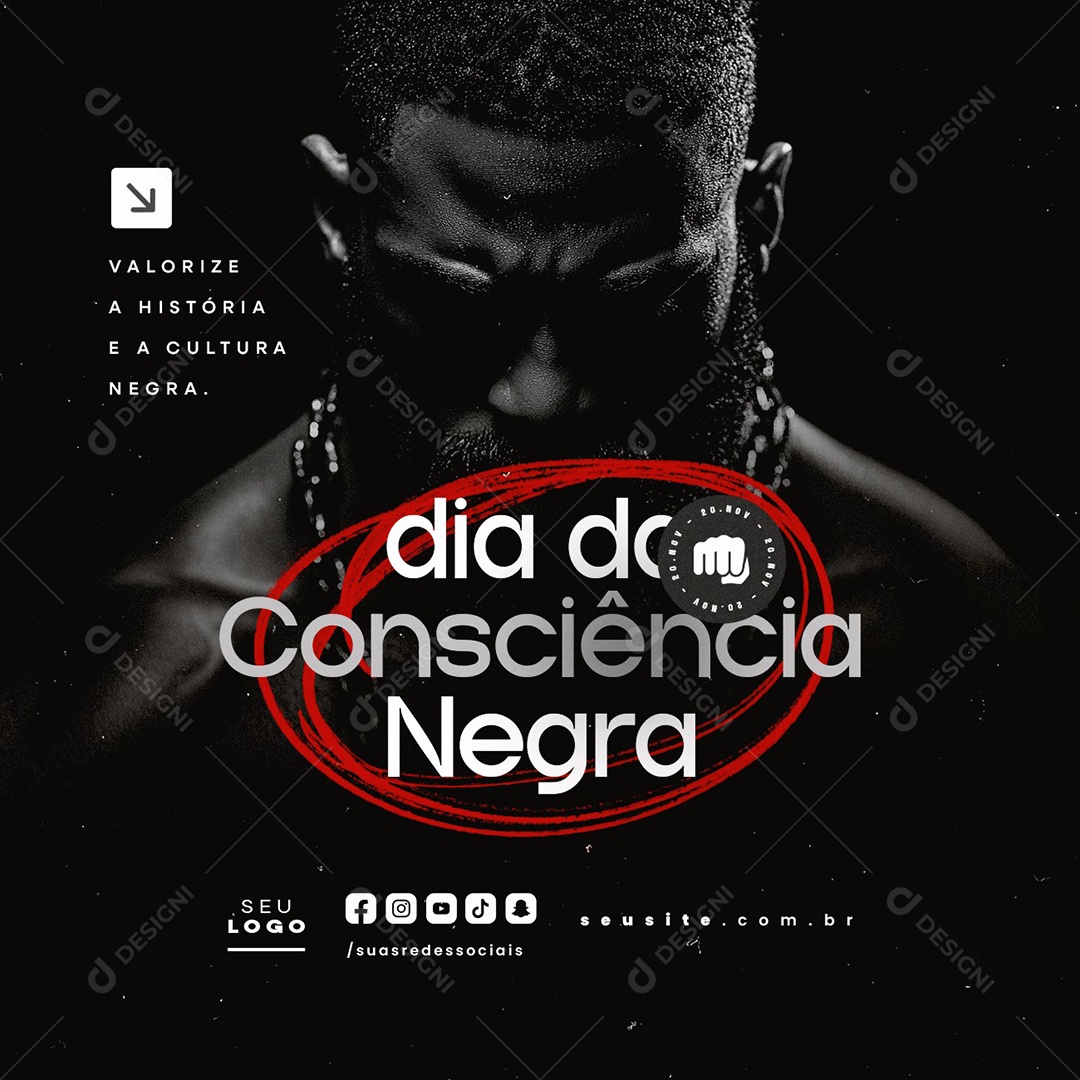 Dia da Consciência Negra 20 de Novembro Social Media PSD Editável