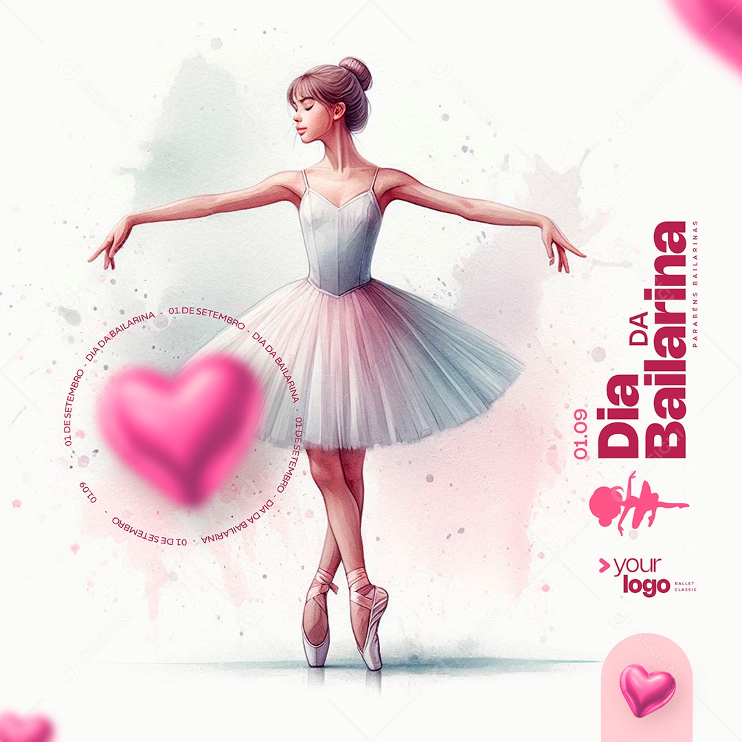 Dia Da Bailarina 01 De Setembro Um Corpo em Movimento Social Media PSD Editável