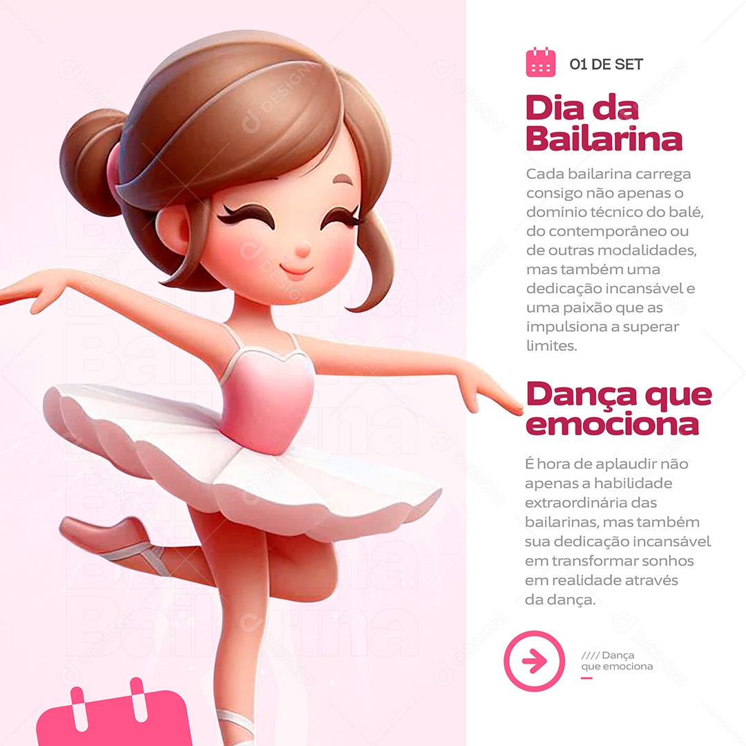 Social Media Dia Da Bailarina 01 De Setembro Um Corpo em Movimento PSD Editável