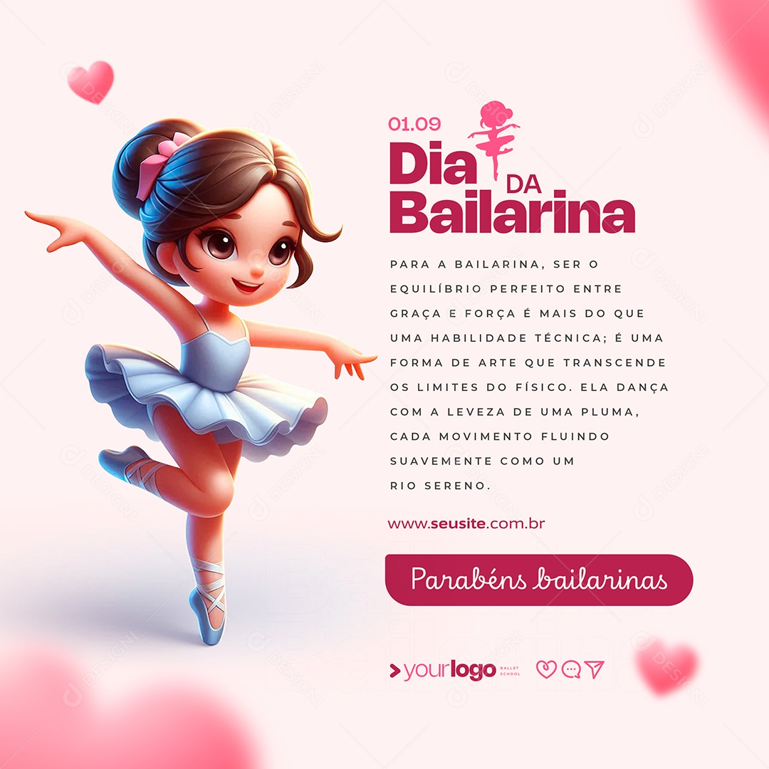 Dia Da Bailarina 01 De Setembro Um Corpo em Movimento Social Media PSD Editável