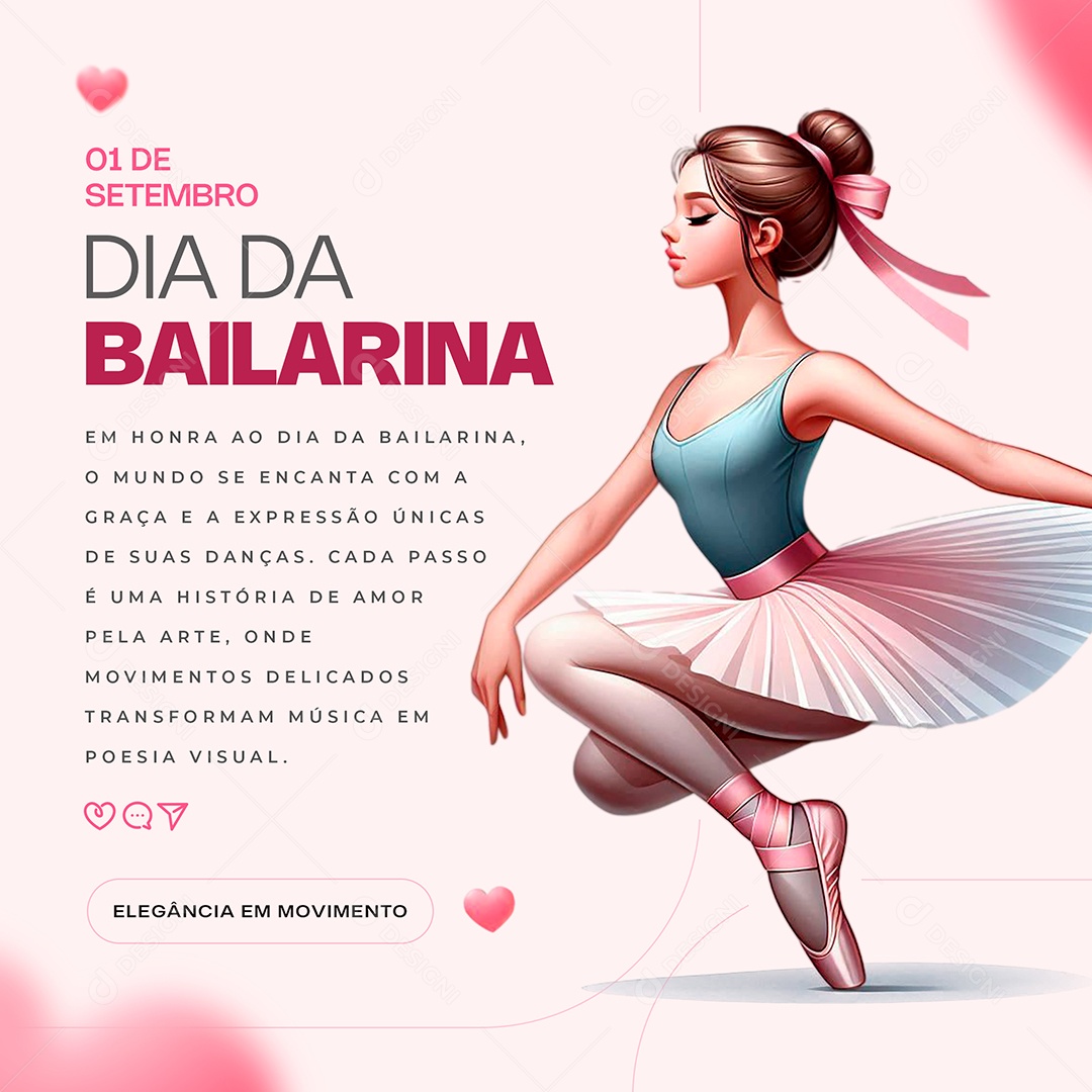 Dia Da Bailarina 01 De Setembro Um Corpo em Movimento Social Media PSD Editável
