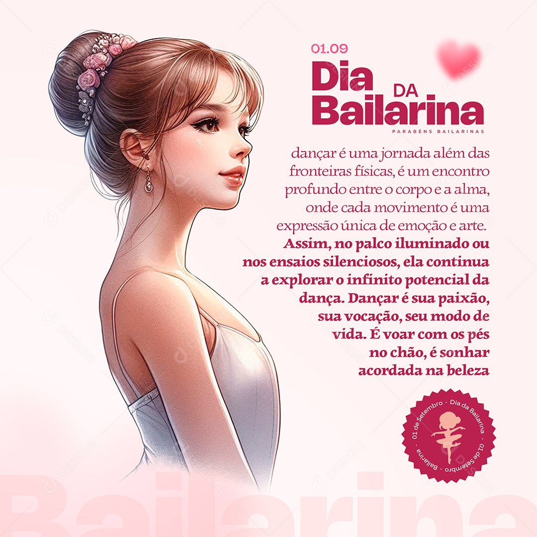 Dia Da Bailarina 01 De Setembro Um Corpo em Movimento Social Media PSD Editável