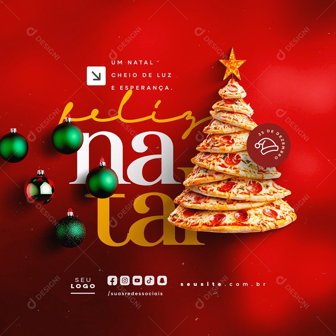 Feliz Natal 25 de Dezembro Social Media PSD Editável