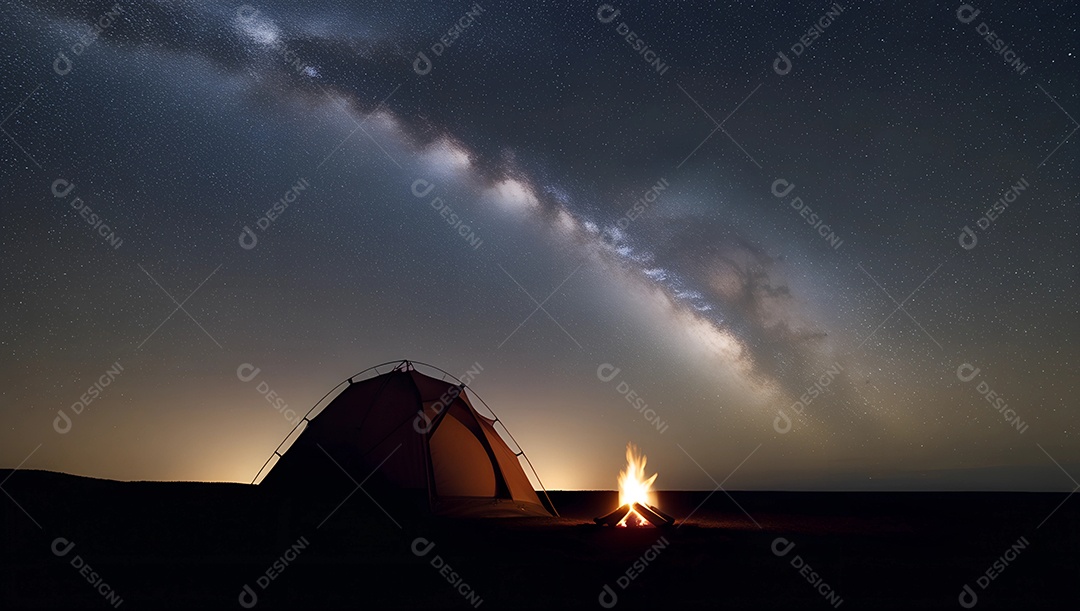 Acampamento ao ar livre no horizonte