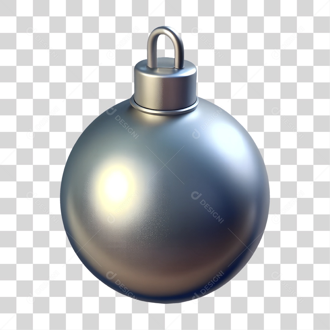 Ícone Prateado de Enfeite Natalino Elemento 3D Para Composição PNG Transparente