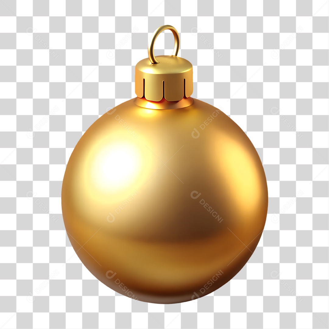 Ícone Dourado de Enfeite Natalino Elemento 3D Para Composição PNG Transparente