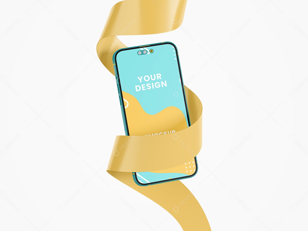 Celular com Fita Mockup PSD Editável