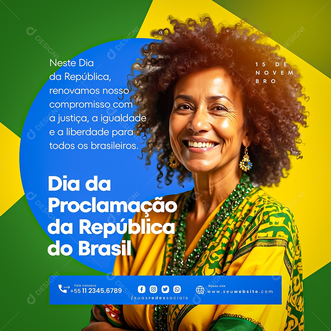 Dia Proclamação da República Brasileira Dia 15 de novembro Social Media PSD Editável