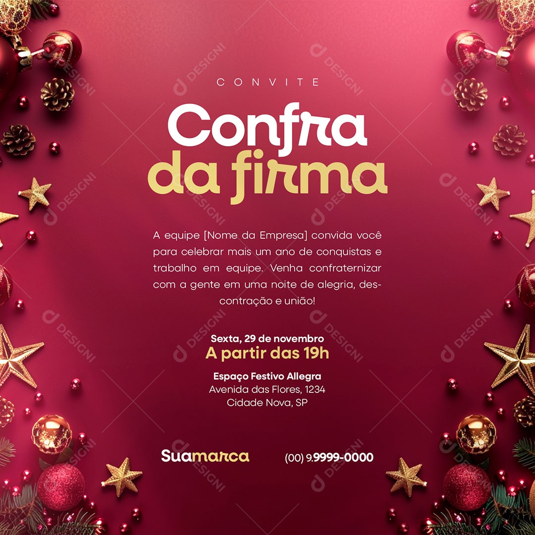 Convite de Confraternização da Empresa Social Media PSD Editável