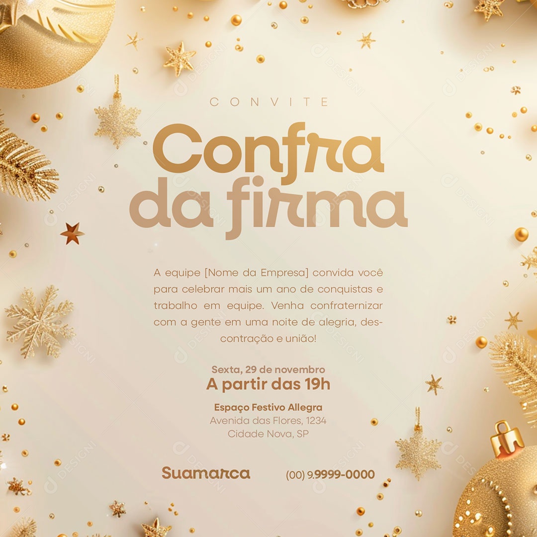 Convite de Confraternização da Empresa Social Media PSD Editável