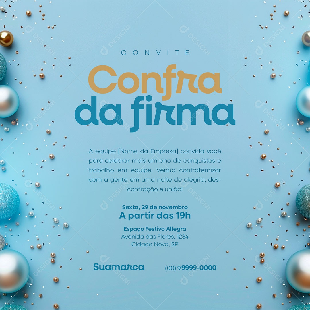 Convite de Confraternização da Empresa Social Media PSD Editável