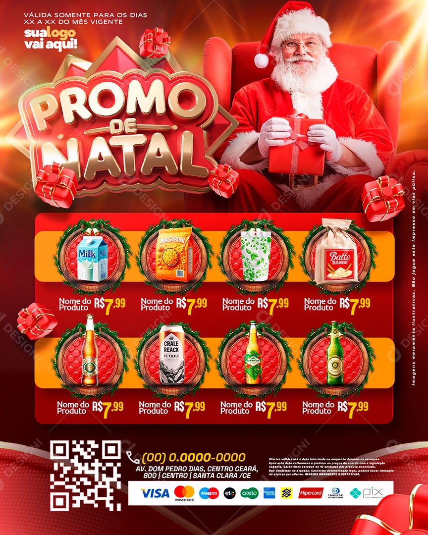 Tabloide Promo de Natal Supermercado Social Media PSD Editável