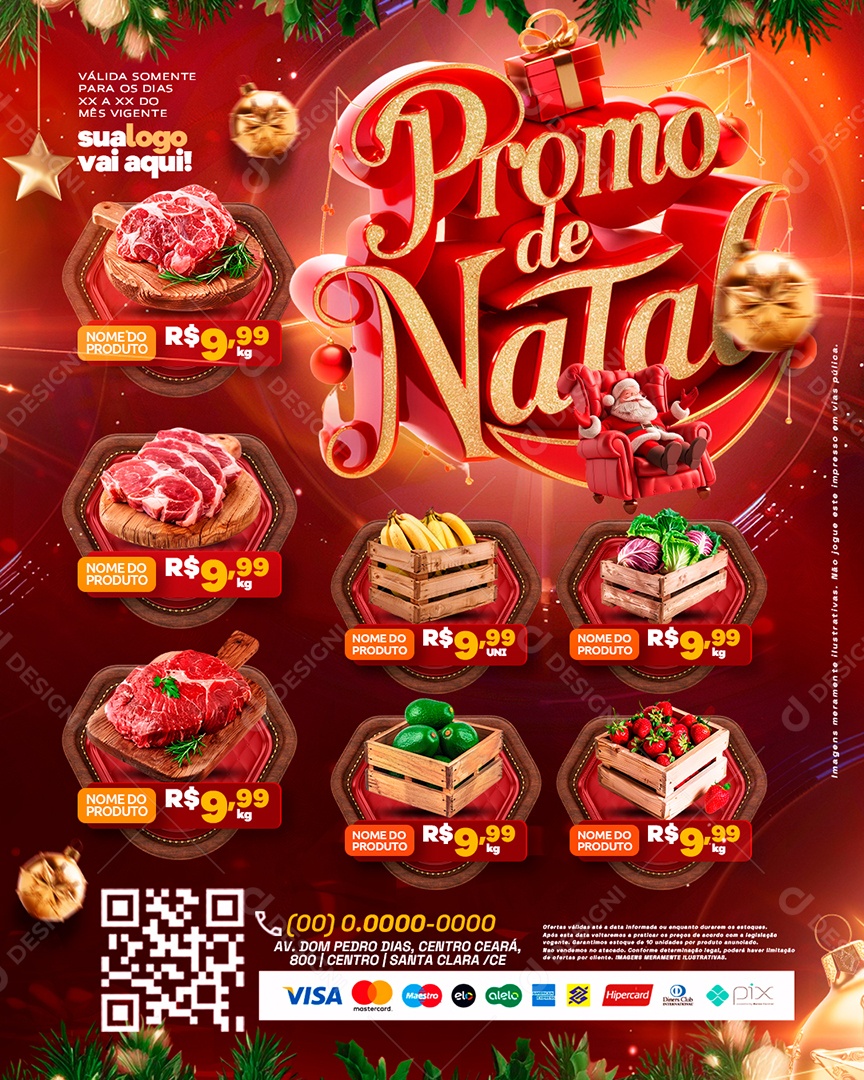 Tabloide Promo de Natal Supermercado Social Media PSD Editável