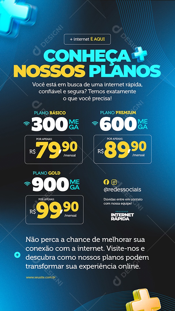 Story Conheça Nossos Planos de Internet Social Media PSD Editável