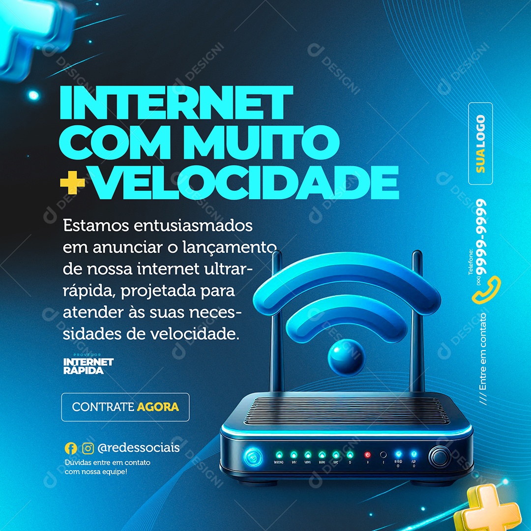 Internet Com Muito Mais Velocidade Social Media PSD Editável