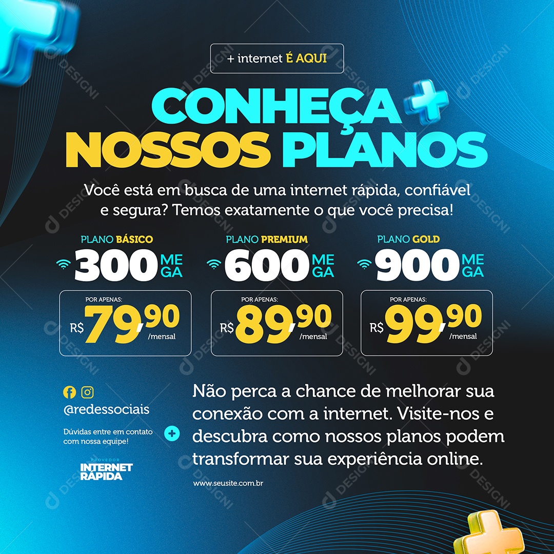 Conheça Nossos Planos de Internet Social Media PSD Editável
