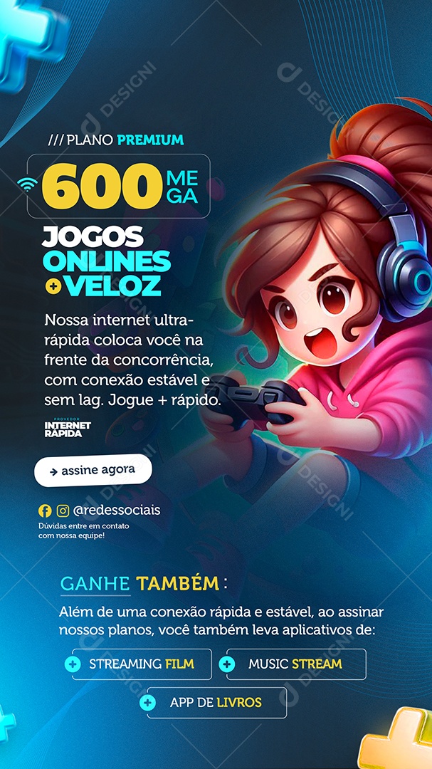 Story Plano de Internet Jogos Onlines Mais Velozes Social Media PSD Editável