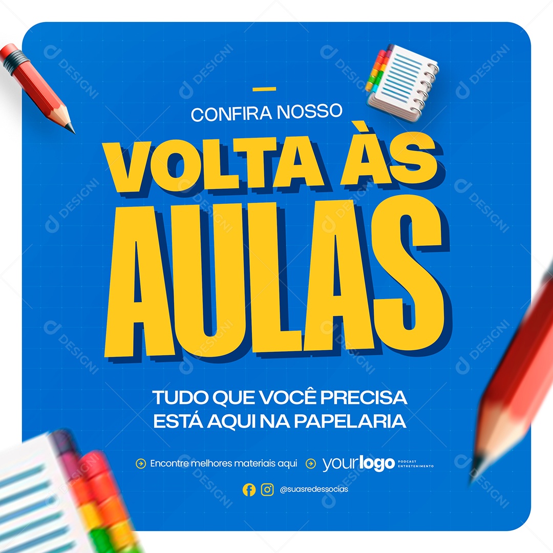 Volta as Aulas Tudo Que Você Precisa Está Aqui Social Media PSD Editável