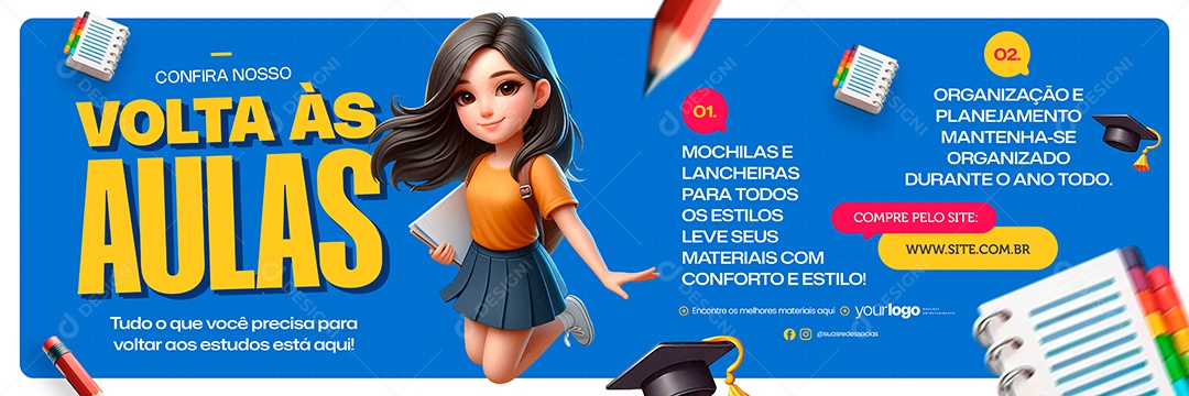 Banner Volta Ás Aulas Social Media PSD Editável
