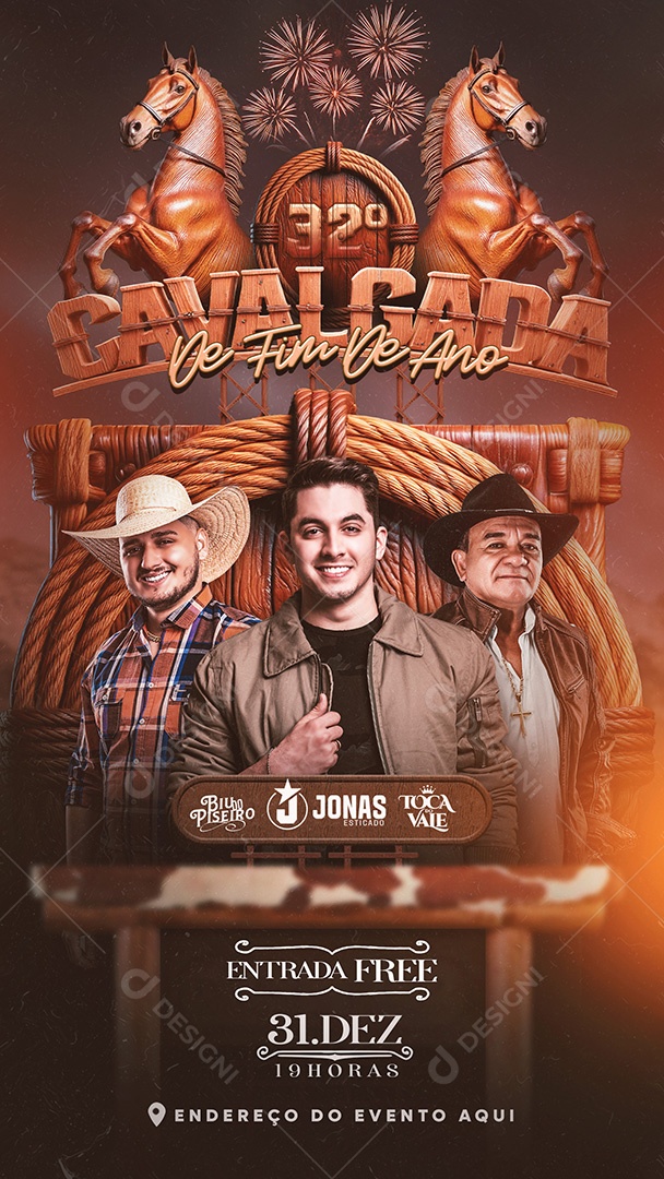 Flyer 32º Cavalgada de Fim de Ano Story Social Media PSD Editável