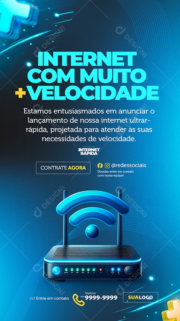 Story Internet Com Muito Mais Velocidade Suporte Social Media PSD Editável