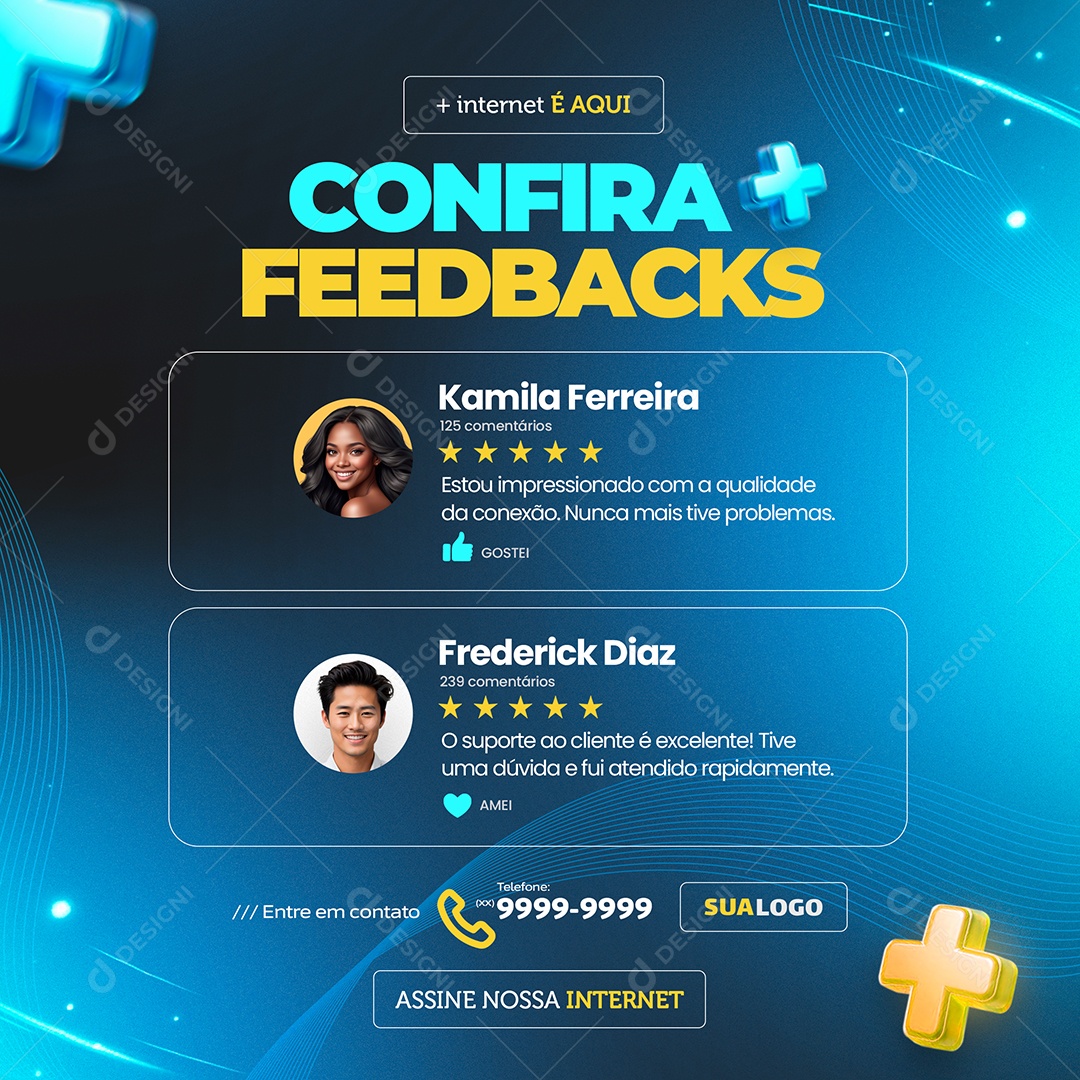 Confira Mais Feedbacks Social Media PSD Editável