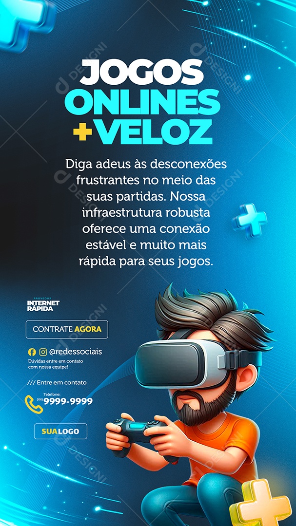 Story Plano de Internet Jogos Onlines Mais Velozes Social Media PSD Editável
