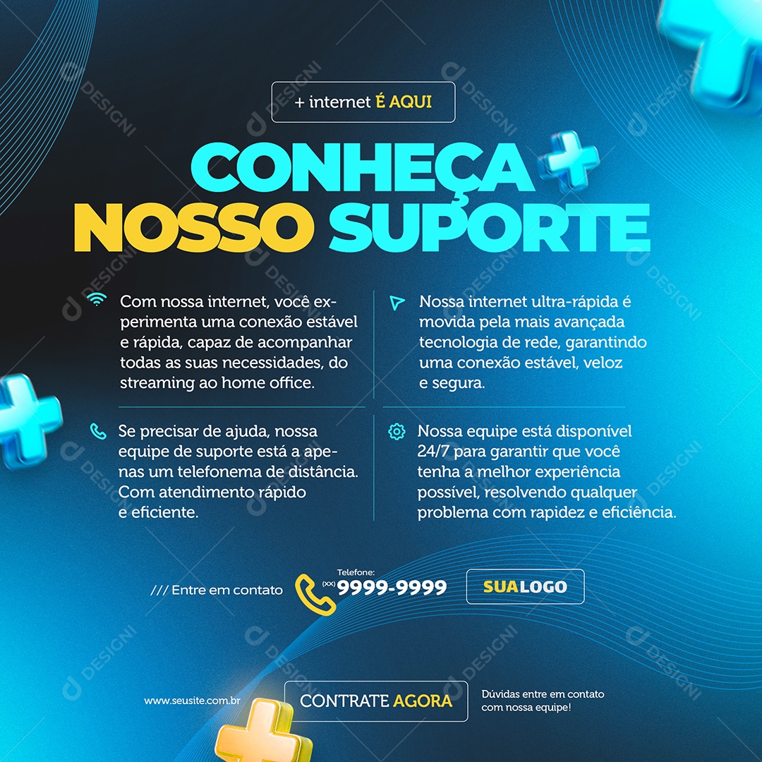 Plano de Internet Conheça Nosso Suporte Social Media PSD Editável