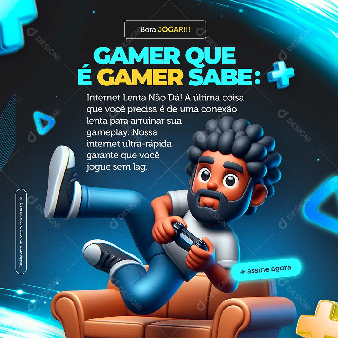 Plano de Internet Gamer Que é Gamer Sabe Social Media PSD Editável