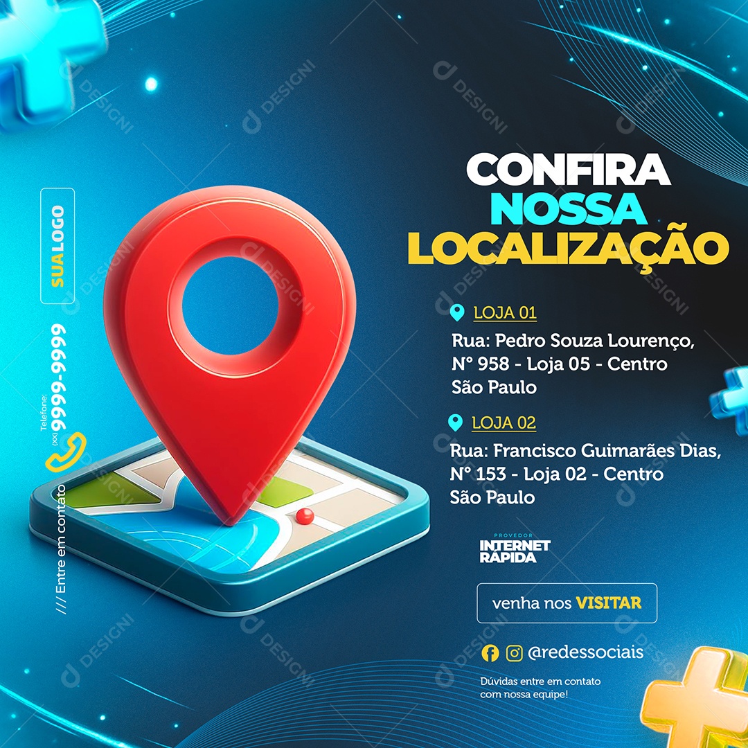 Localizacão Onde Estamos Social Media PSD Editável