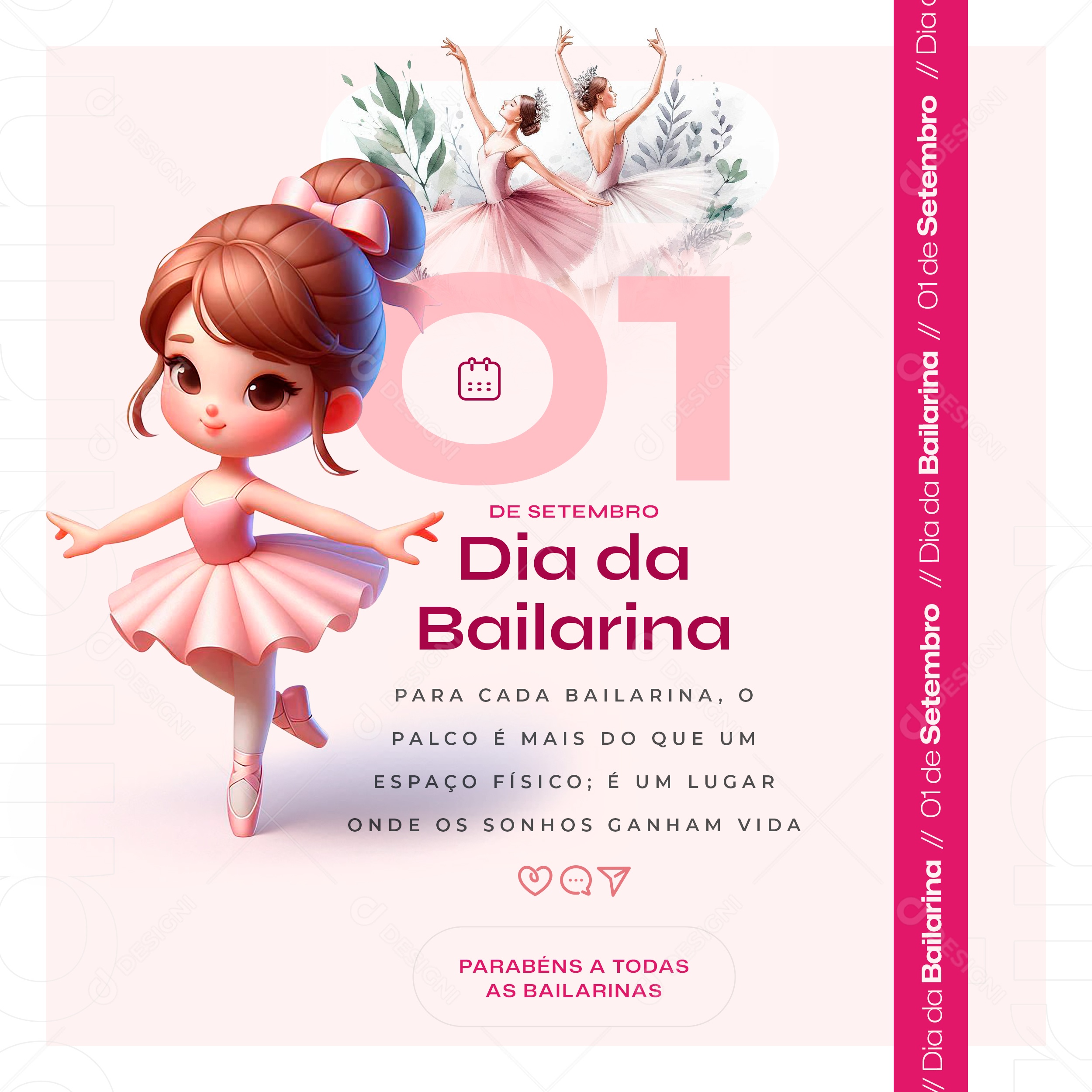 Dia Da Bailarina 01 De Setembro Um Corpo em Movimento Social Media PSD Editável