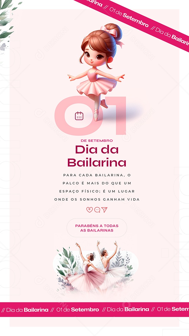Story Dia Da Bailarina 01 De Setembro Um Corpo em Movimento Social Media PSD Editável