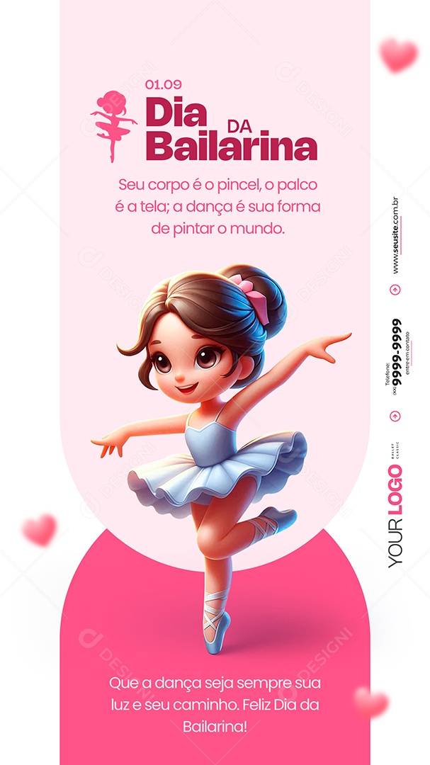 Story Dia Da Bailarina 01 De Setembro Um Corpo em Movimento Social Media PSD Editável