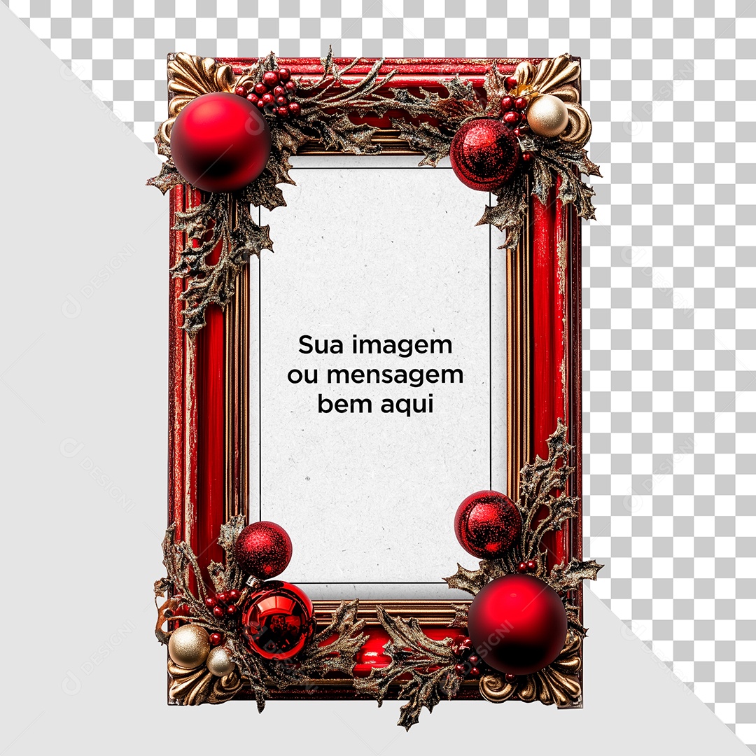 Moldura de Quadro Natalino Elemento 3D para Composição PSD