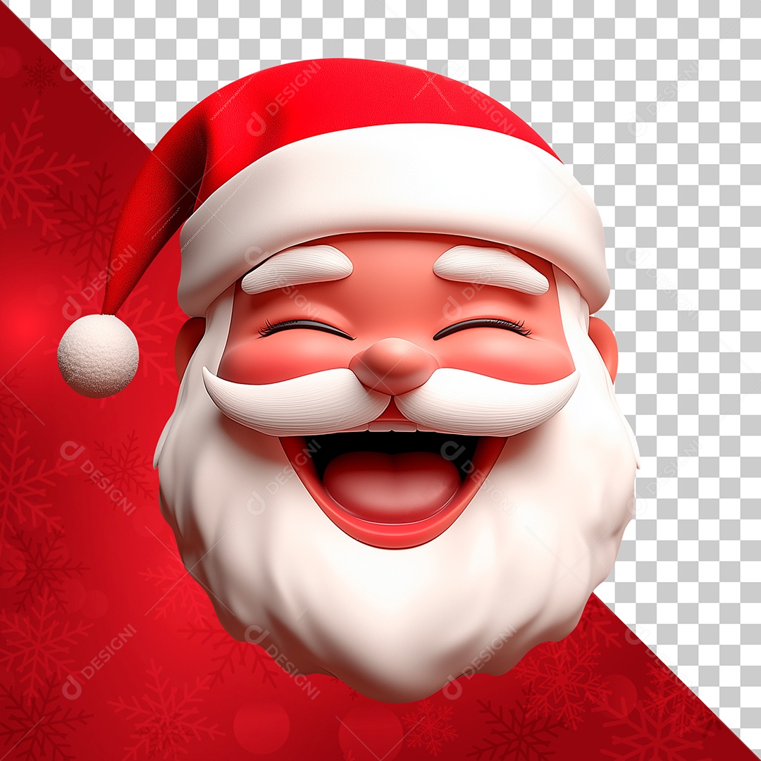 Rosto 3D de Papai Noel Sorrindo Elemento Para Composição PSD