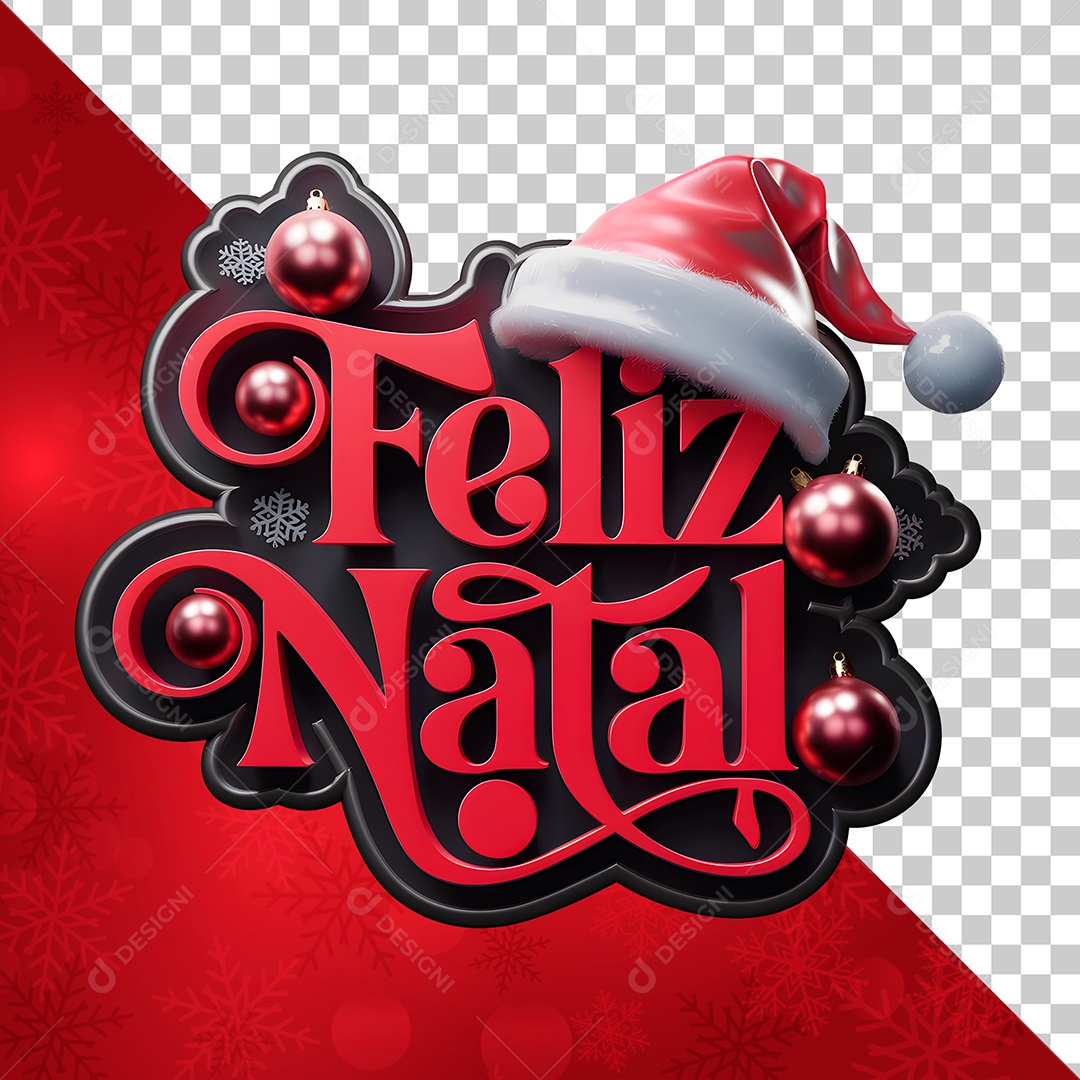 Selo 3D Feliz Natal para Composição PSD