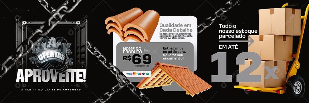 Carrossel Materiais Construção  Black Friday Social Media PSD Editável