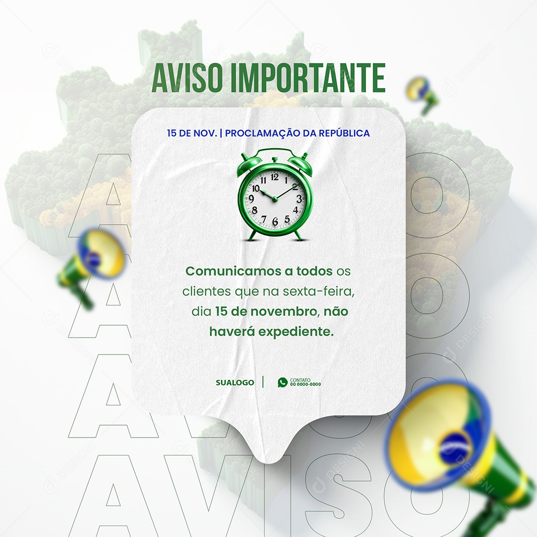 Aviso Importante Proclamação da República Social Media PSD Editável