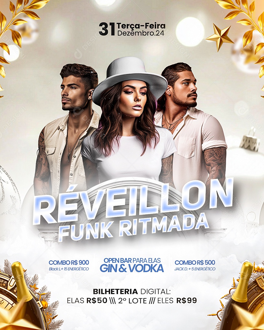 Flyer Shows Réveillon Ano Novo Social Media PSD Editável