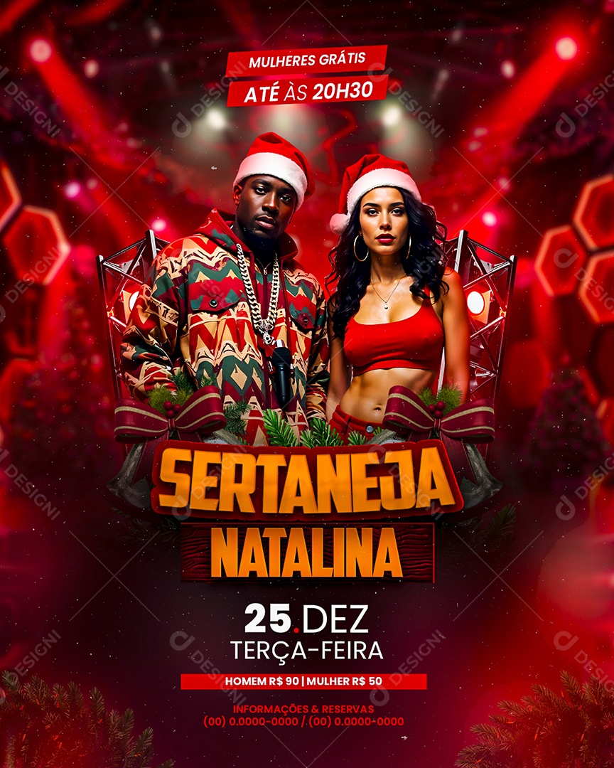Flyer Sertaneja Natalina Social Media PSD Editável