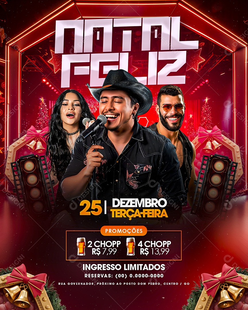 Flyer Shows Natal Feliz Social Media PSD Editável